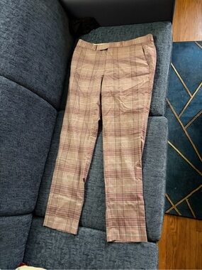 Topman Pink and Tan Plaid Dress Pants